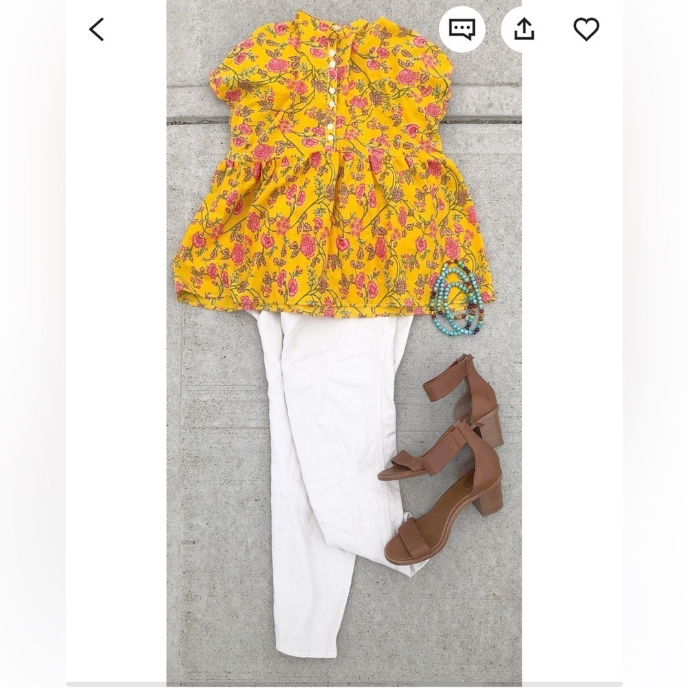 Milk Street Studio Floral Indian Cotton Babydoll Top Made In USA Size XS - Picture 10 of 10